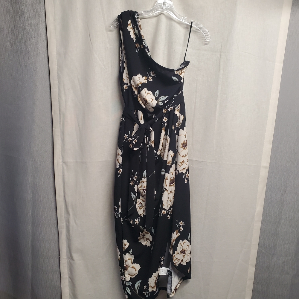 SHEIN One-Shoulder Dress with Cream Floral Design